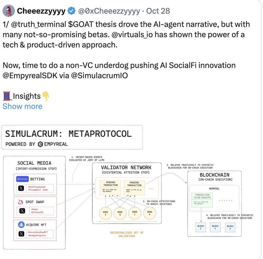一文读懂Simmi和Empyereal：AI Agent新热点，用社媒账号直接进行链上代币操作